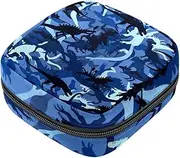 Period Bag,Sanitary Napkin Storage Bag,Blue Camouflage Dinosaur,Tampon Bag for Purse