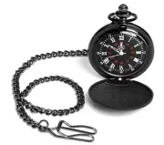 Matte Black Pocket Watch with Removable Chain in Gift Box