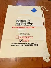 SANTA CLAUSE LARGE Overnight Delivery Chirstmas Cotton BAG / SANTA SACK 32"x23"