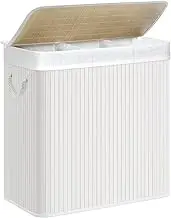 Laundry Hamper, 39.6 Gallons (150L), 3-Section Laundry Basket, Laundry Hamper With Lid(White)