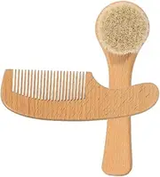 PLAFOPE Soft Brush Comb Set Newborn Grooming Kit Slick Back Horse Hair Girls Brush Massage Comb Safe for Infants