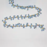 Blue Chalcedony Rosary Chain, 24K Gold, 3mm Beads, Faceted Rondelle, Gemstone