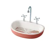 Soap Dish Creative Punch-free Double Layers Vanity Sink Shape Draining Soap Dish Bathroom Accessory-Light Pink