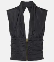 [Patou] Patou Ruched taffeta top AU 14 black