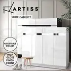 Artiss Shoe Rack Storage Cabinet High Gloss Cupboard Drawers Shelf 24 Pairs