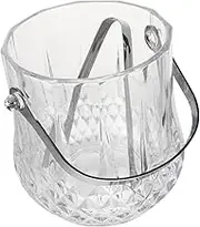 CLISPEED Transparent Glass Ice Bucket with Handles Ice Barrel for Wine Beer and for Parties and Gatherings Easy to Clean Design