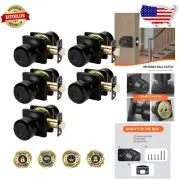 Sleek Matte Black Passage Door Knobs - Adjustable Latch & Easy Installation