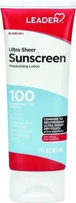 Leader Ultra Sheer Sunscreen Moisturizing Lotion SPF 100 Broad Spectrum 3 Ounce