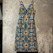 Boden Sz 6 Fiona Floral Midi Linen Blend Dress In Green Bloom Sleeveless New