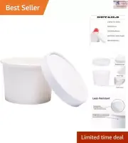 Sturdy and Durable Disposable 50 Pack 12 oz To-Go Paper Ice Cream Cups with Lids