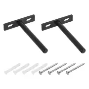 2Pcs 4 Inch Wall Mounting Floating Shelf Bracket Blind Shelf Support, Black