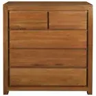 Tanaka solid Mahogany 5 drawer chest of drawers tallboy Light Pecan colour