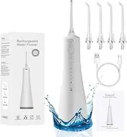 Professional Water Flosser Cordless for Teeth Cleaner Picks, Oral Irrigator for Home Travel, Portable Rechargeable 5Models IPX7 Waterproof Dental Piks with 4 Jet Tips