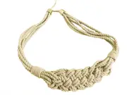 PAIR 2 pieces Natural Cotton Curtain Tie Backs with Macrame Rope Weave - Cream 85cm