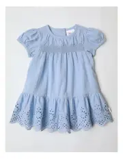 [Sprout] Broderie Scallop Hem Dress In Blue