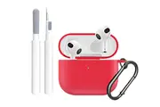 AirPods 3rd Generation Case Cover Protective Case for Apple AirPods 3 with Cleaner Pen and Keychain-Red