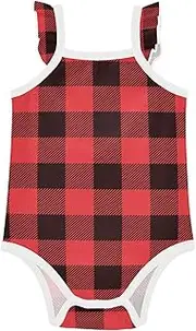 [FRODOTGV] Baby girls red and black plaid soft cotton bodysuit, 3M, black red buffalo plaid, 9M US, Buffalo Plaid Red Black, 9M US