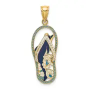 14k Yellow Gold Enamel Dolphin Flip-Flop Charm
