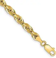 [JewelryWeb] 10ky 4.25mm Semi solid Rope Chain Bracelet 20 Centimeters Link-Bracelet for Women and Men