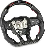 Carbon Fiber LED Steering Wheel, Shift Indicators, 2014-2023, Flat Bottom Steering Wheel with LED Shift Indicator Race Display for SXT, GT, Hellcat