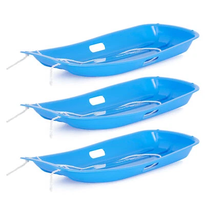 Slippery Racer Downhill Sprinter Kids Plastic Toboggan Snow Sled, Blue (3 Pack)