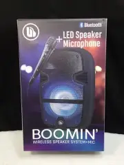 Bluetooth + Wired LED Boomin’ Party Wireless Speaker and Microphone System