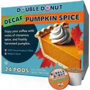 Double Donut Medium Roast Decaf Coffee Pods, Pumpkin Spice Flavored, for Keur...