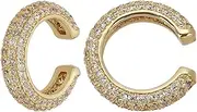 [WADORN] 18K Gold Plated Cubic Zirconia Ear Cuff, Sparkling CZ Paved Cuff Earrings Shiny Cartilage Earrings Safe Non Pierced Ear Clips Secure Non-Piercing Earrings for Women Men Jewelry Gifts, 15mm,