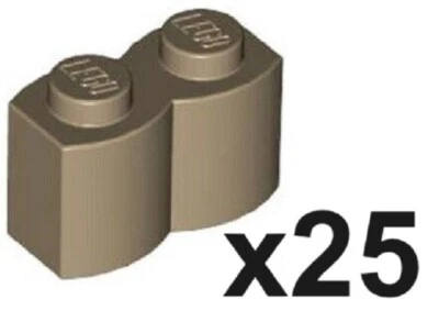 LEGO Bricks New 25 Dark Tan Modified 1 x 2 Stud Log Profile Part 30136 DT01