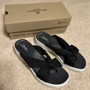 New Clark’s Cloudsteppers Black Leopard Sandals, Women’s Size 10, Drift Ave