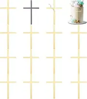 FINGERINSPIRE 16 Pcs Crossing Cupcake Toppers 5.98x3.81x0.03inch Lemon Chiffon Color Mirror Acrylic Wedding Cross Cake Decoration Baptism Cake Toppers Cross Cake Religious Celebration Charm for Party