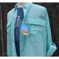 在飛比找蝦皮購物優惠-美版L⚡Columbia 防曬30 淺藍綠長袖釣魚襯衫⚡抗u