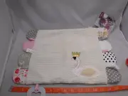 Demdaco Swan cream Lovey Security Activity Blanket 16" x 11.5" teething rings