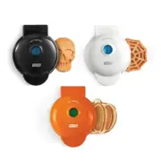 Dash Halloween Mini Waffle Set, Includes Pumpkin, Skull and Spider Web Waffle Ma