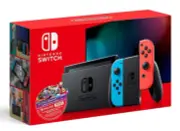Nintendo Sw with Neon Blue and Neon Red Joy?Con HAC 001 w/ Mario