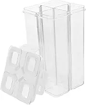 Alipis 4 Airtight Plastic Snack Container with Compartments Square Food Storage Box for Flour Sugar Grains Transparent Pantry Organizer Space Saving Design for Kitchen Use