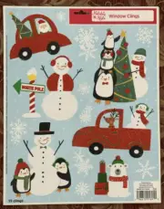 Holiday Style Window Clings Christmas North pole Snowmen 3ct pk