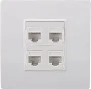 Ethernet Wall Plate 4 Port, Cat 6 Ethernet Wall Outlet Female to Female, Network Wall Plate Panel Compatible with CAT5 CAT5E CAT6A Keystone Inline Coupler Wallplate Devices