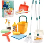 Detachable Kids Cleaning Toy Set - Broom, Mop, Dustpan, Brush, Rag Play, Houseke