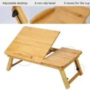 Portable Bamboo Laptop Table Adjustable Sofa Bed Office Stand 50x30 cm Folding