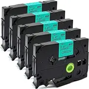 NEOUZA 5Pk Compatible for Brother P-Touch Laminated Tze Tz Label Tape Cartridge 12Mmx8M (Tze-731 Black On Green)