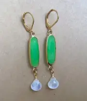 Green Jade Moonstone Sundance Charm earrings Artisan Jewelry