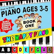 THE HAPPY PIANO PRESCHOOLERS Book & Stickers KIT for KIDS Toddlers AGES 3-5. Music song book, color coded piano stickers, BABY SHARK lesson video, FREE digital Book Two. THOUSANDS taught since 2006!