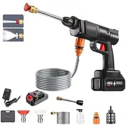 [Blusonno] Cordless Pressure Washer, 30Bar Battery Powered with 3 Spray Modes and Accessories, Handheld Electric Power Washers for Cars/Fences/Driveways/Patios/Home Cleaning (Standard)