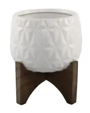 Flora Bunda 5in Kaleid Ceramic on Wood Stand NoSize White