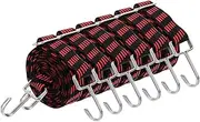 uxcell 6Pcs Adjustable Bungee Cords with Hooks, 79 Inch Flat Heavy Duty Elasticity Straps Rubber Bungee Cords with Buckle for Outdoor, Camping, Tarp, Bike Rack, Luggage, Black Red