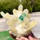 1.7LB New Find yellow+green PhantomQuartz Crystal Cluster MineralSpecimen