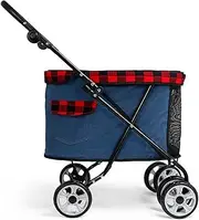 Dog Stroller Foldable Pet Stroller for Small Medium Dogs Cats, 4-Wheels Dog Trolley Portable Travel Cat Stroller with Breathable Mesh(Dark Blue)