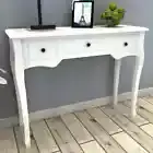White Dressing Console Table With 3 Storage Drawers Dresser Makeup Vanity Desk