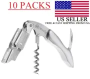Professional Double Hinged Wine Bottle Opener Corkscrew Key | 10 Silver Handle